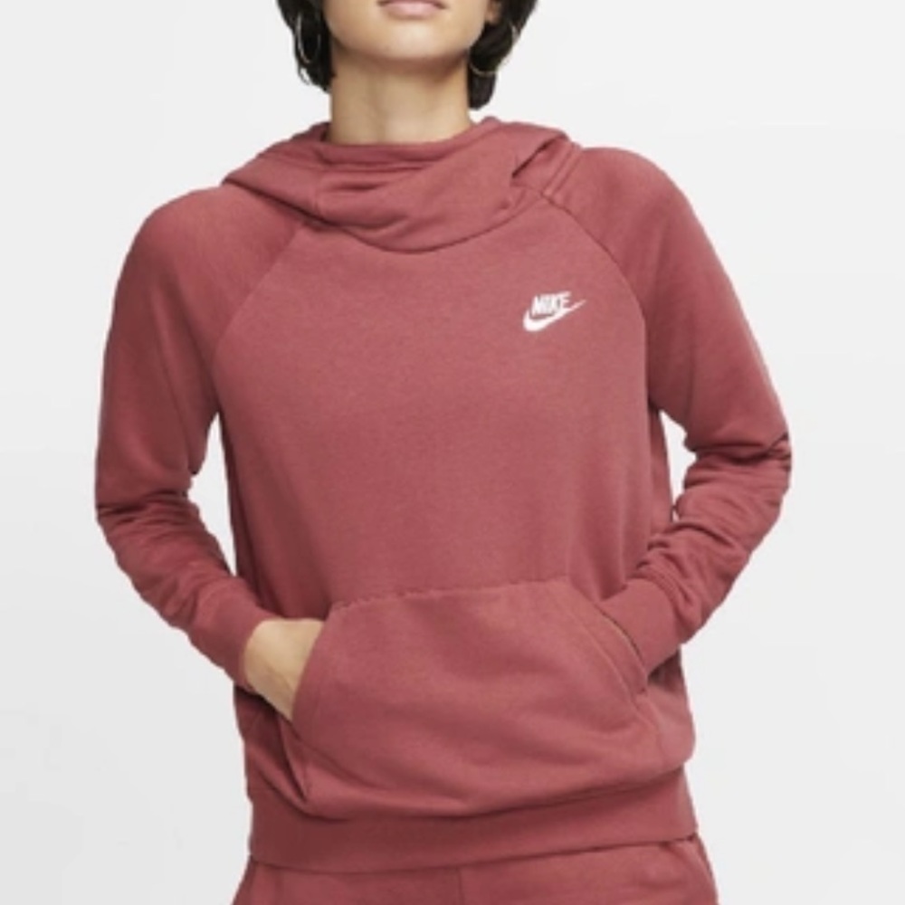 Nike Sportswear Essential Women's Funnel-neck Rust Fleece Pullover Hoodie - Picture 8 of 8